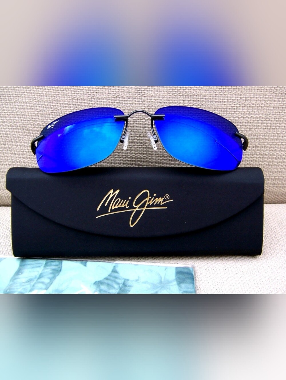 New!!! Maui Jim Ohai B334-02D Unisex Gunmetal & Blue Hawaii POLARIZED SUNGLASSES
